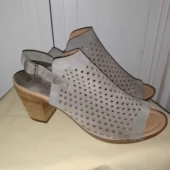 Sophia Milano Gray Suede Leather Slingbacks 10 - Picture 1 of 4